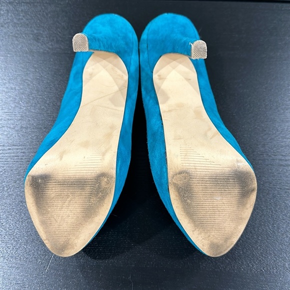 Steve Madden Babylonn Teal Suede Platform Heels - 8 - Picture 9 of 10